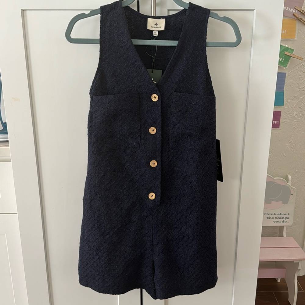 Navy Textured Myla Romper NWT 💙